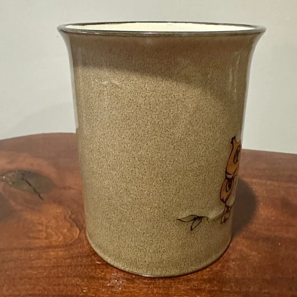 Pier 1 Owl Buddy Stoneware Coffee Mug Brown 16 oz Cup Twee Cottagecore Gift